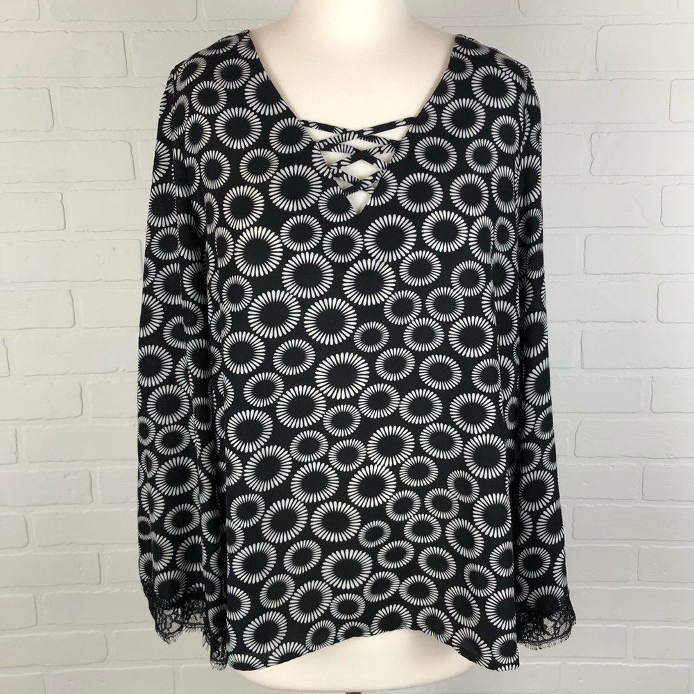 Kaari Blue Long Bell Sleeved Top L